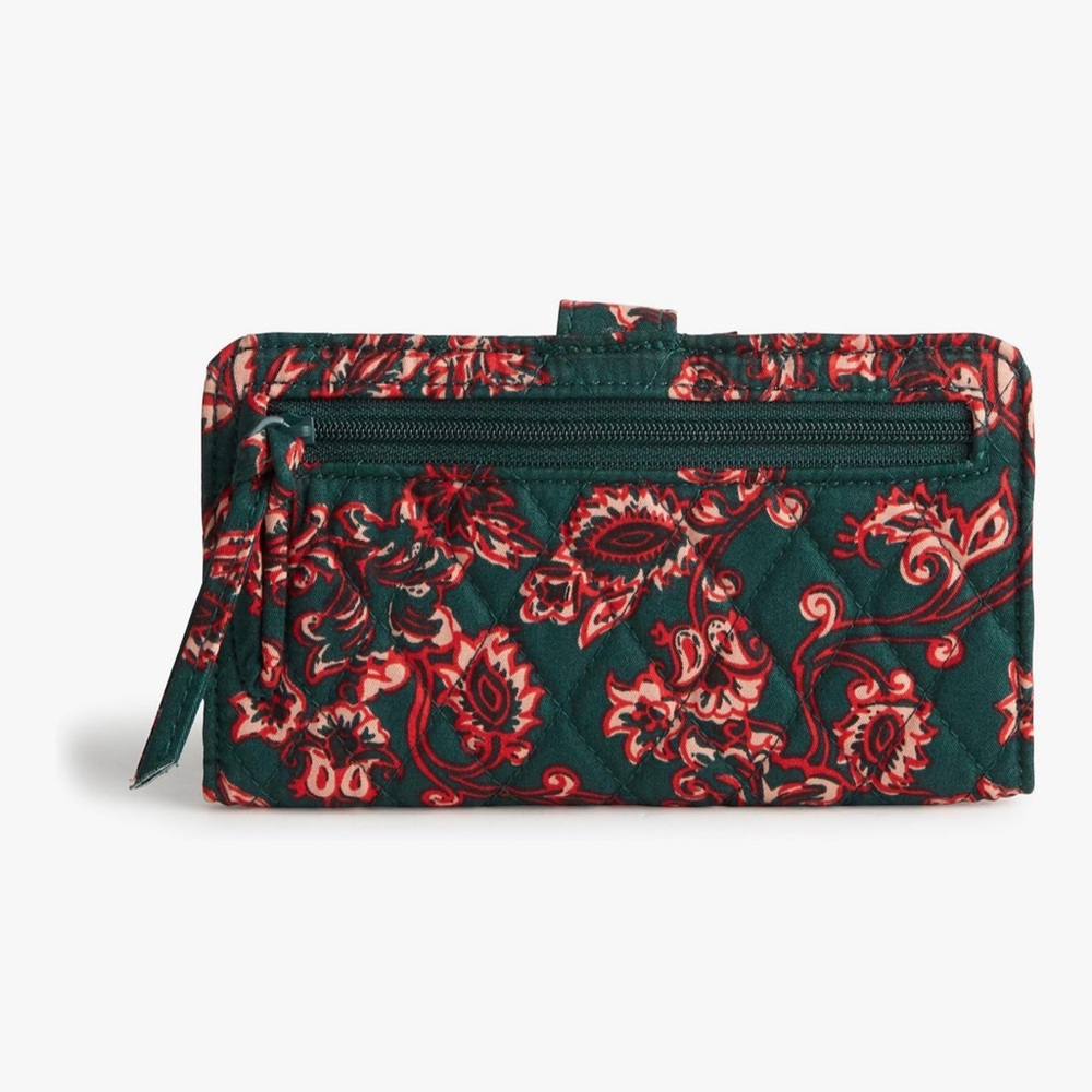 NEW Vera Bradley Victorian Vines Green and Red Premium Tab Cotton Wallet - Picture 2 of 5